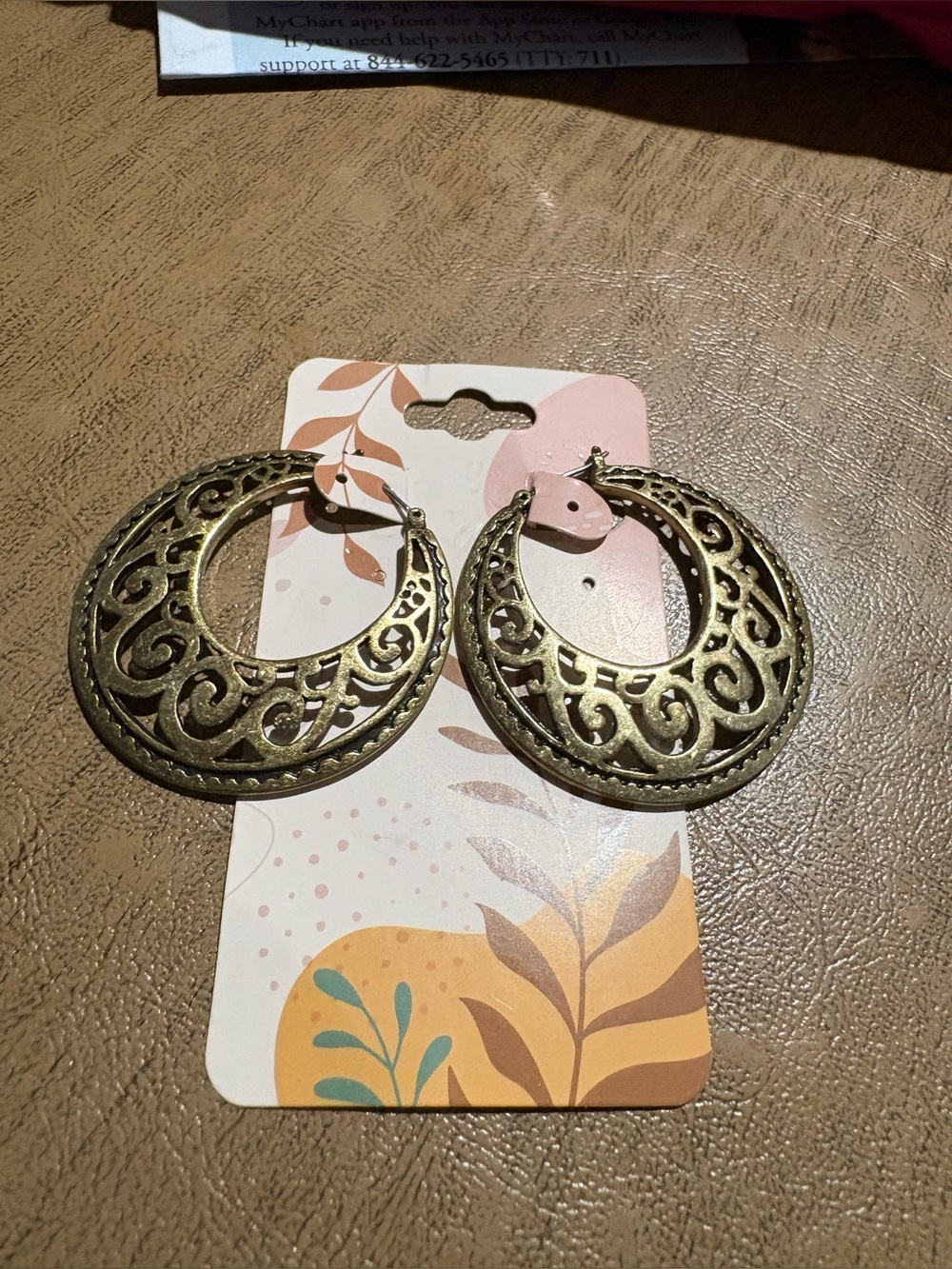 Antique Gold Filigree Hoop Earrings - Home Accents